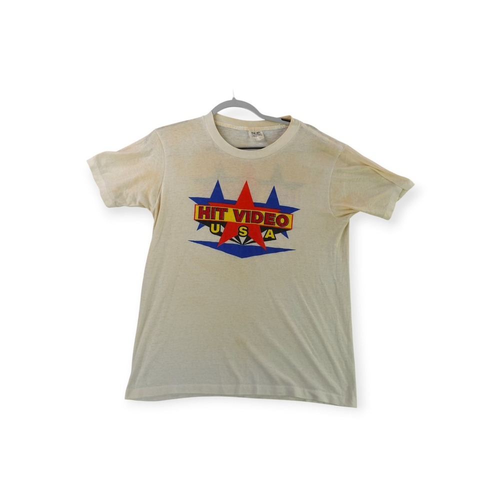Vintage 80s Hit Video USA T Shirt Mens Large Paper Thin 50/50 Single Stitch 1985